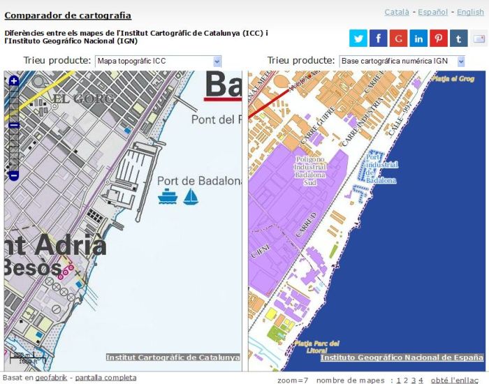 Comparador de cartografia ICC-IGN. Àrea del port de Badalona.